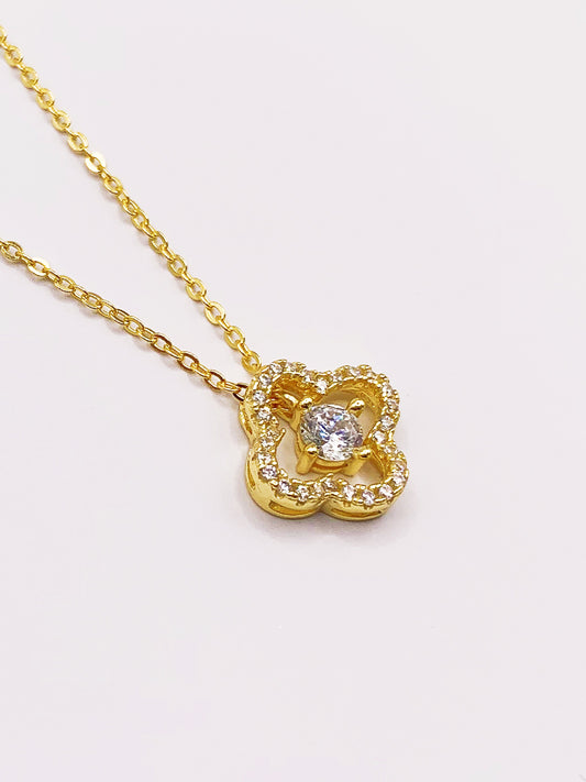 Flower Necklace in Gold-Bonded Sterling Silver- 16-18 Inches