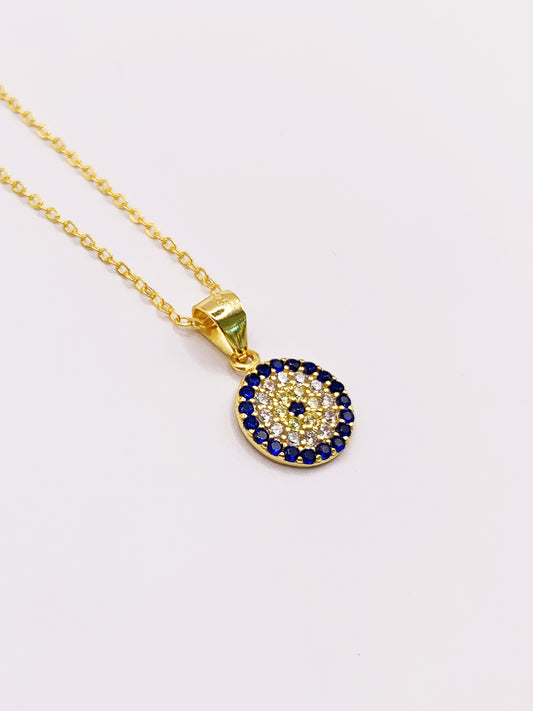 Evil Eye Necklace in Gold-Bonded Sterling Silver- 16-18 Inches