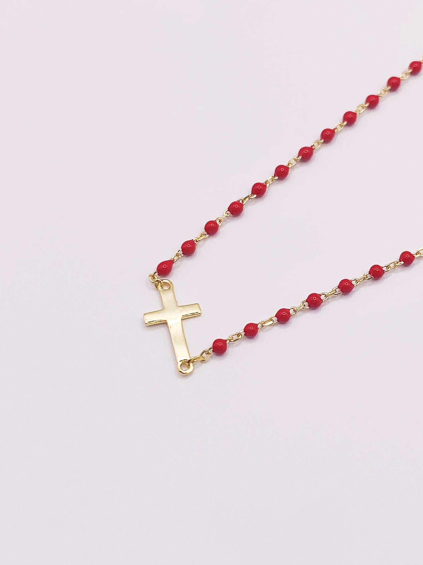 Delicate Cross Necklace in Gold-Bonded Sterling Silver- 16-18 Inches