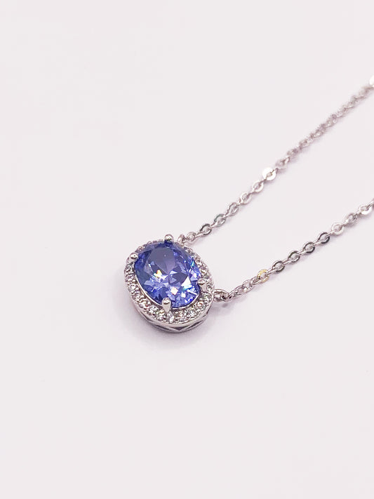 Crystal Sea Blue Necklace in Sterling Silver- 16-18 Inches