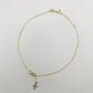 Infinity And Dangle Cross Anklet in Gold-Bonded Sterling Silver- 9, 9.5 and 10 Inches Adjustable