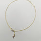 Infinity And Dangle Cross Anklet in Gold-Bonded Sterling Silver- 9, 9.5 and 10 Inches Adjustable