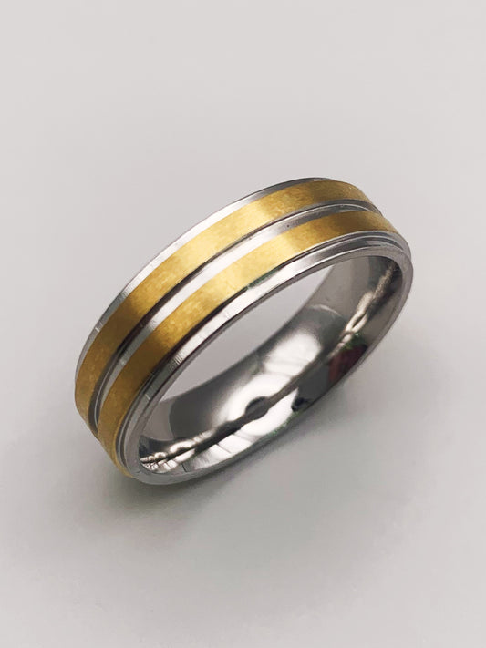 6mm Silver Gold Band Ring in Stainless Steel