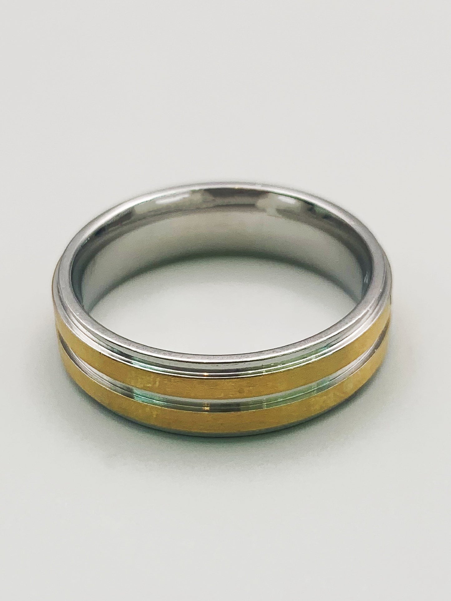 6mm Silver Gold Band Ring in Stainless Steel