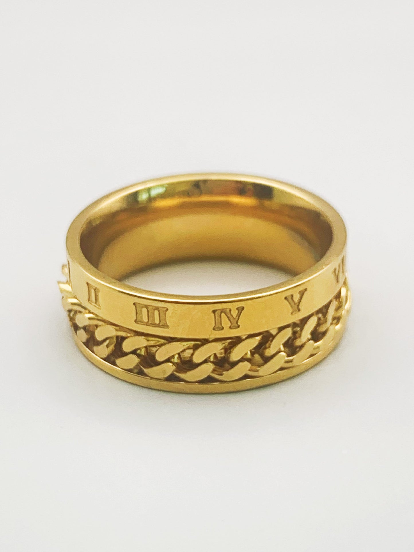 8mm Gold Chain Band Ring in Stainless Steel