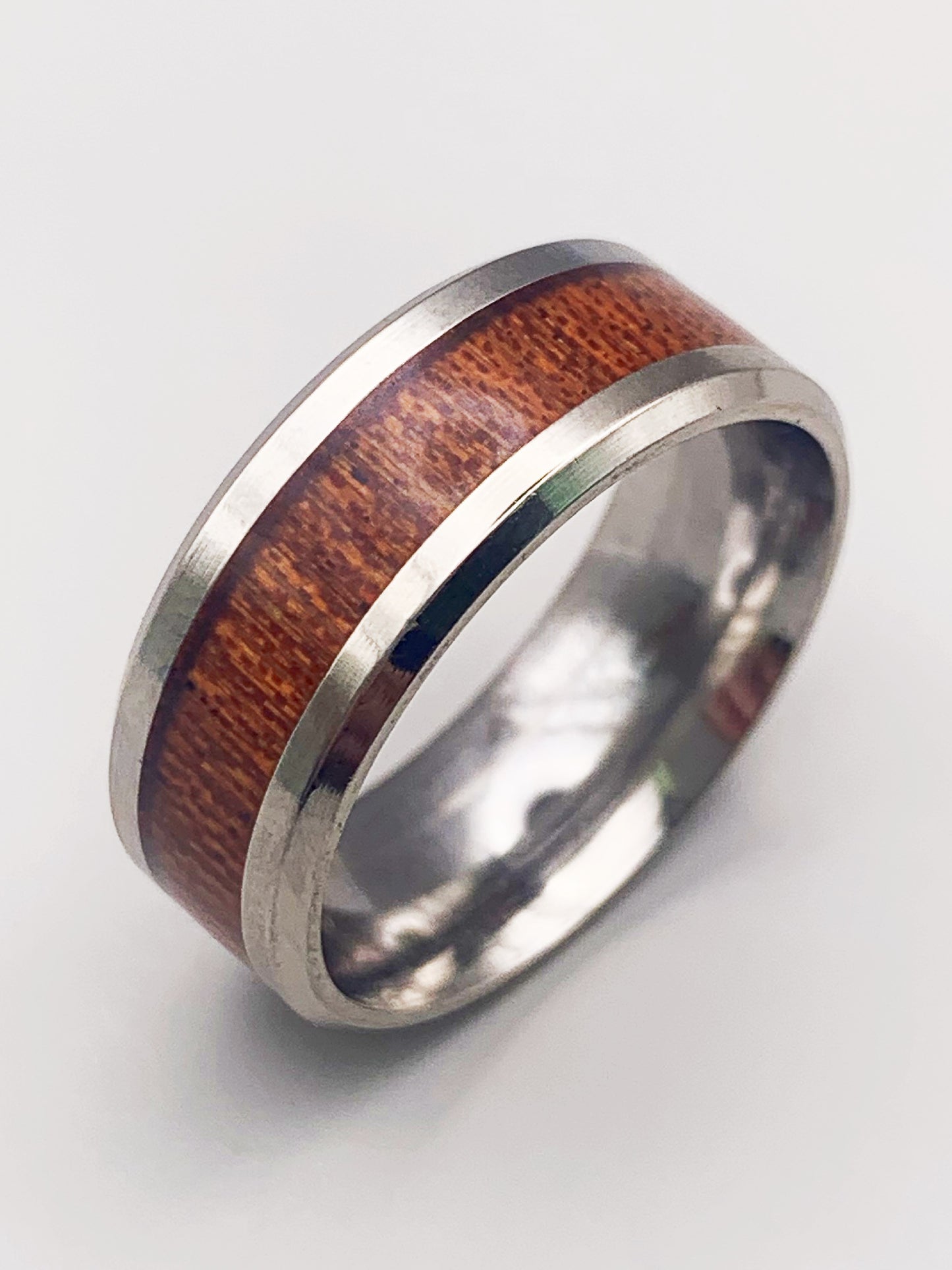 6mm Silver Brown Band Ring in Stainless Steel