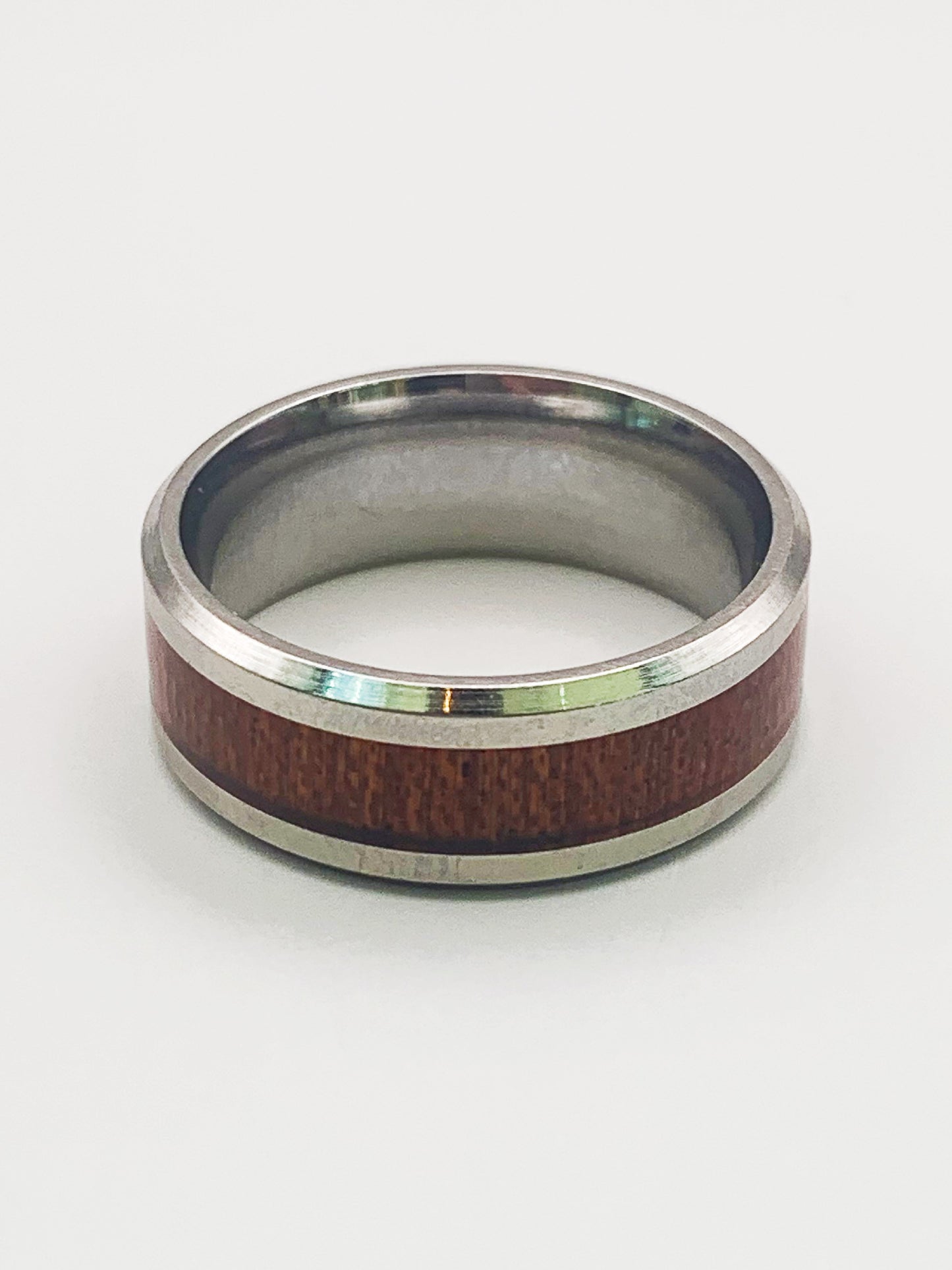 6mm Silver Brown Band Ring in Stainless Steel