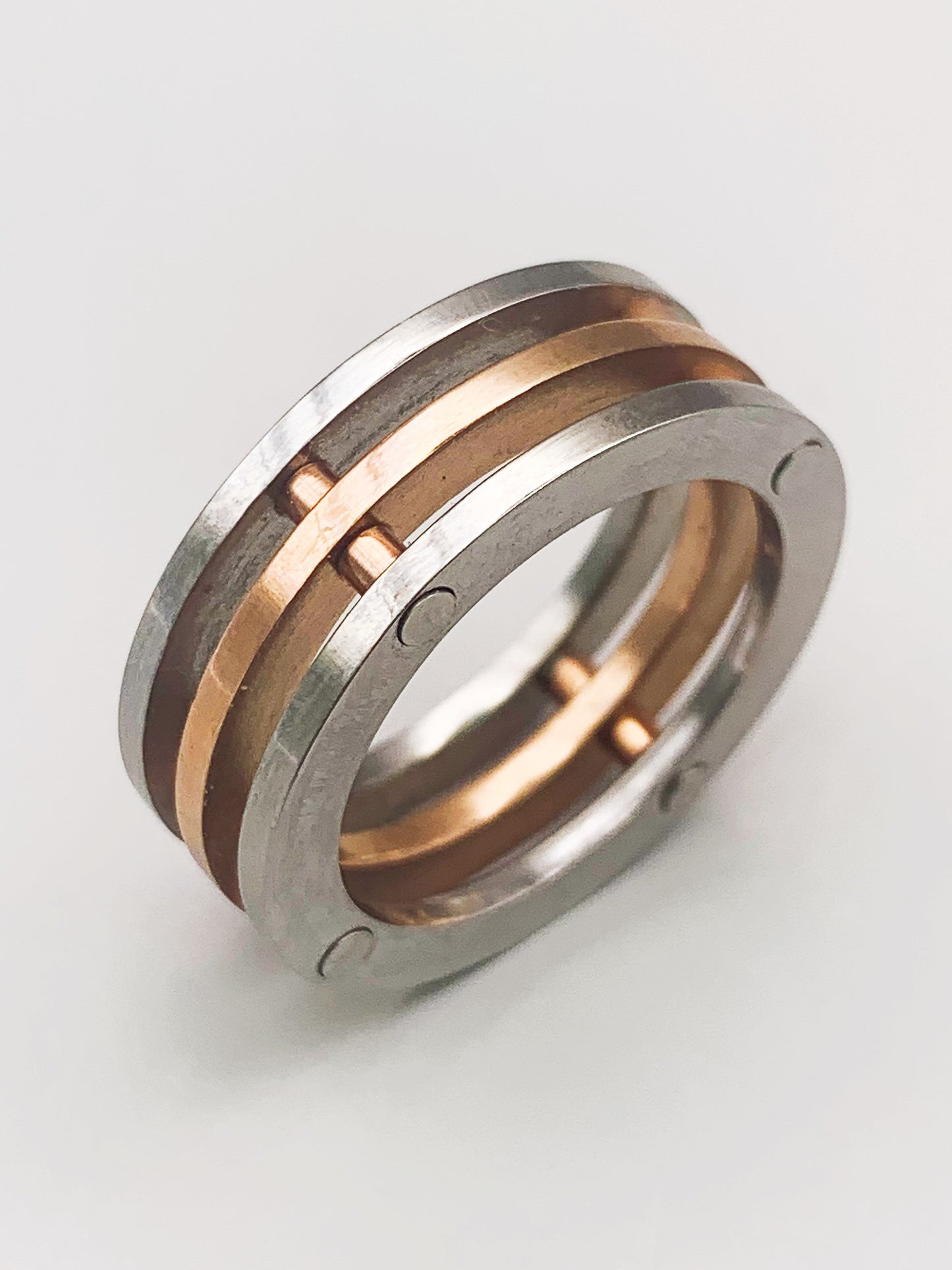 8mm Silver Orange Band Ring in Stainless Steel