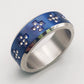 6mm Blue Cross Band Ring in Stainless Steel