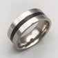 8mm Silver Black Band Ring in Stainless Steel