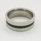 8mm Silver Black Band Ring in Stainless Steel