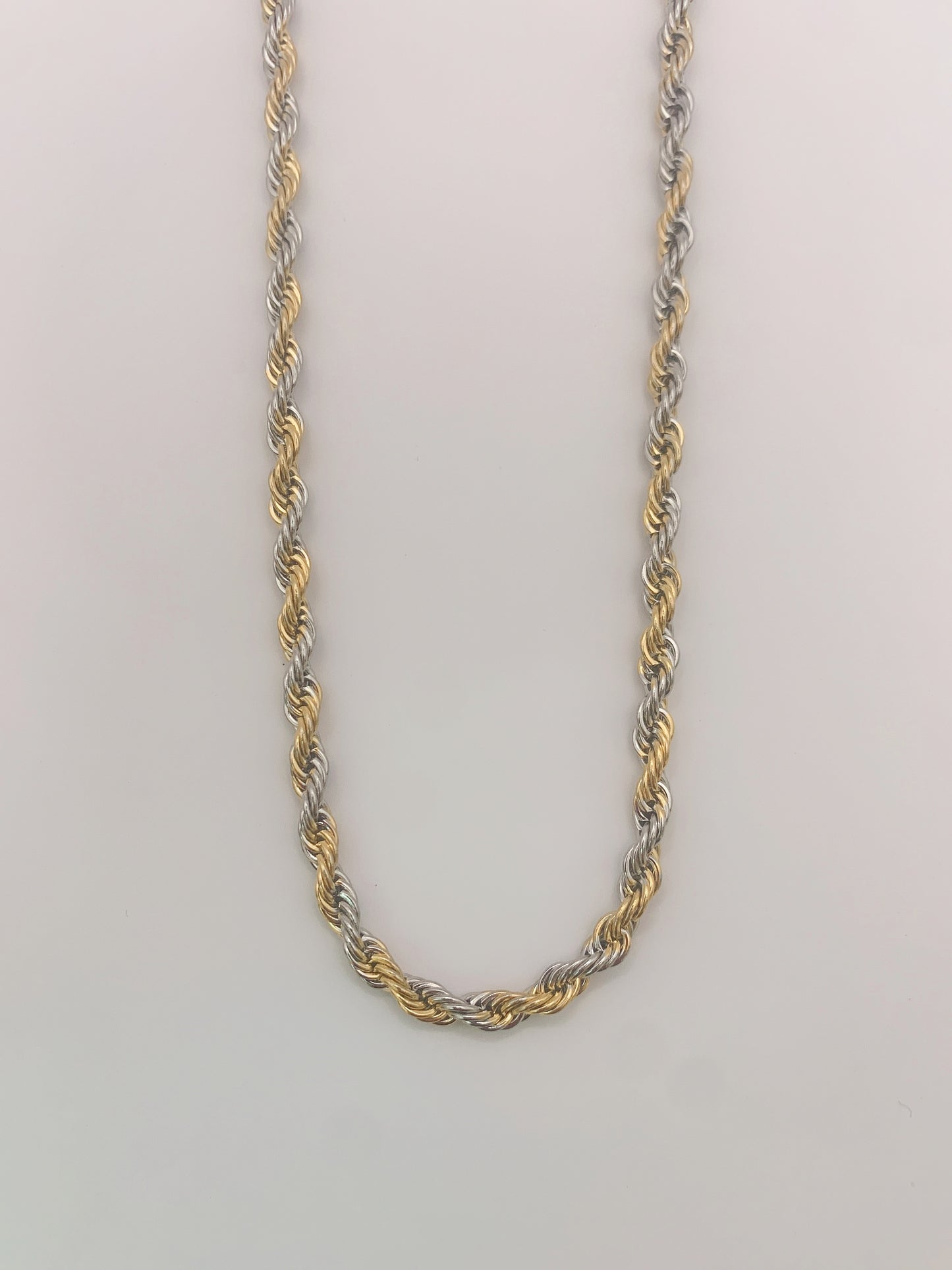 4mm Classic Gold-Silver Mix Rope Chain- 20 Inches