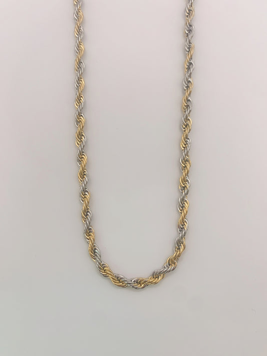 4mm Classic Gold-Silver Mix Rope Chain- 20 Inches