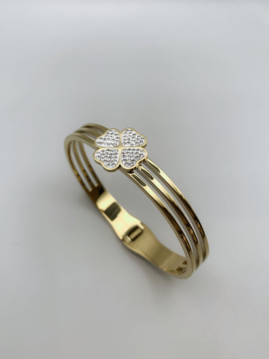 Gold Clover Bangle Bracelet- 17cm