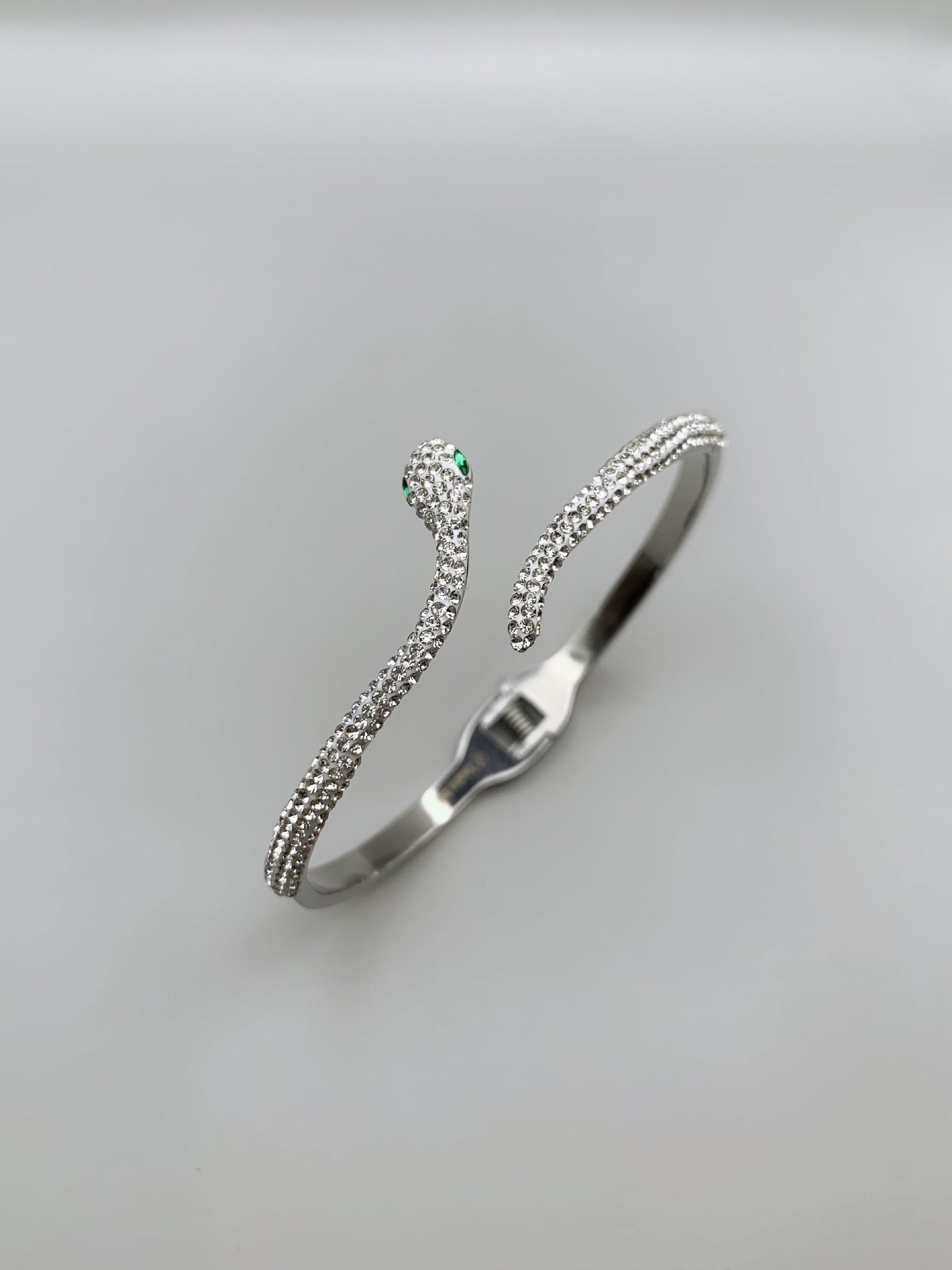 Silver Crystal Snake Bangle Bracelet-19cm