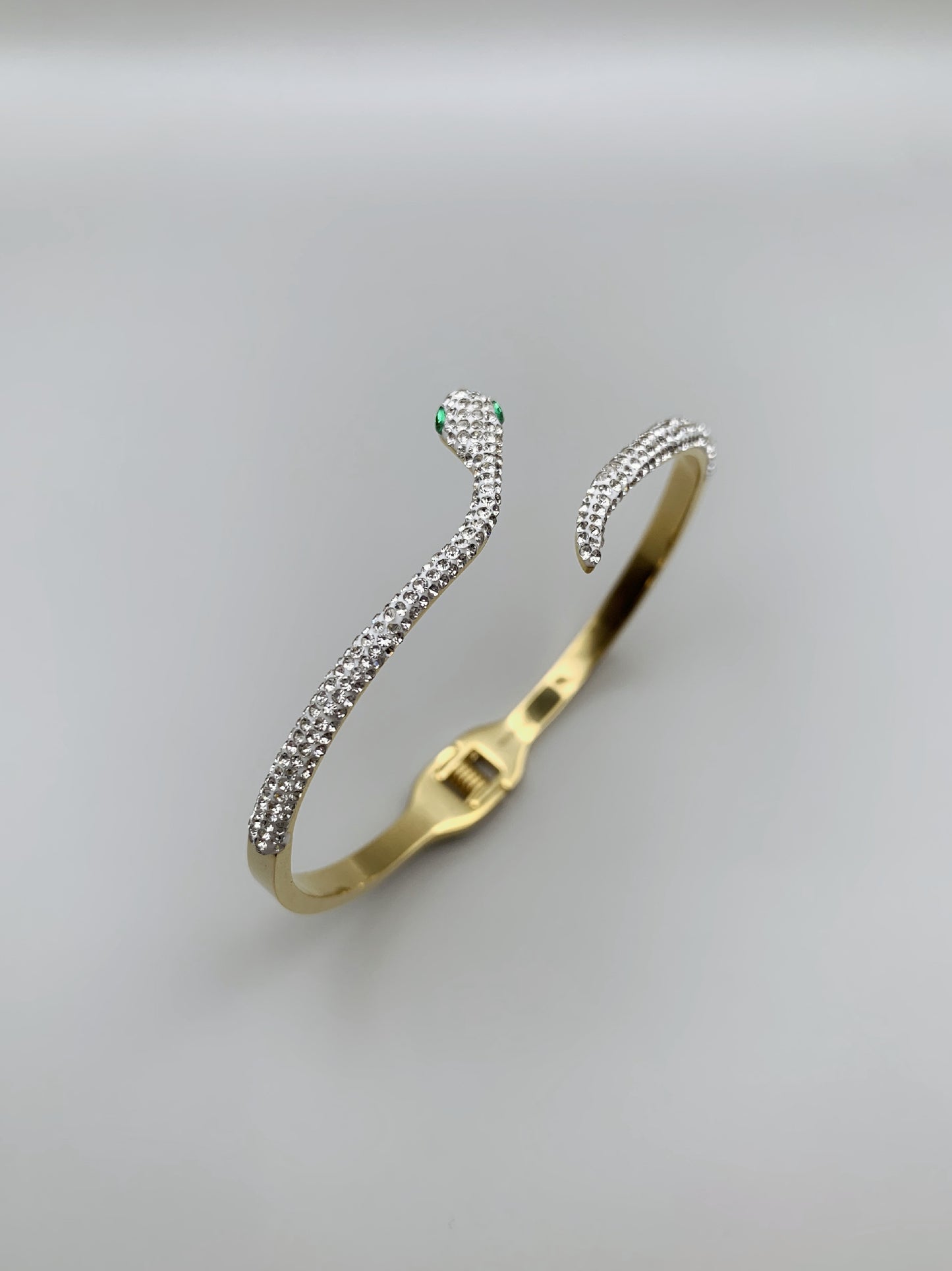 Gold Crystal Snake Bangle Bracelet-19cm