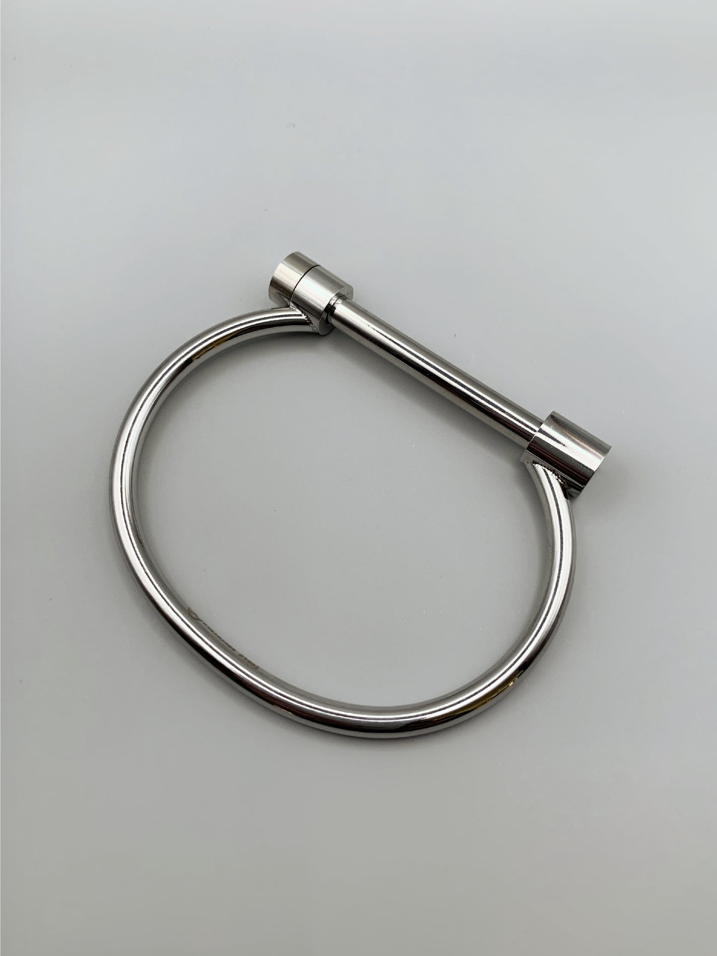 Silver D Shape Bangle Bracelet-19cm