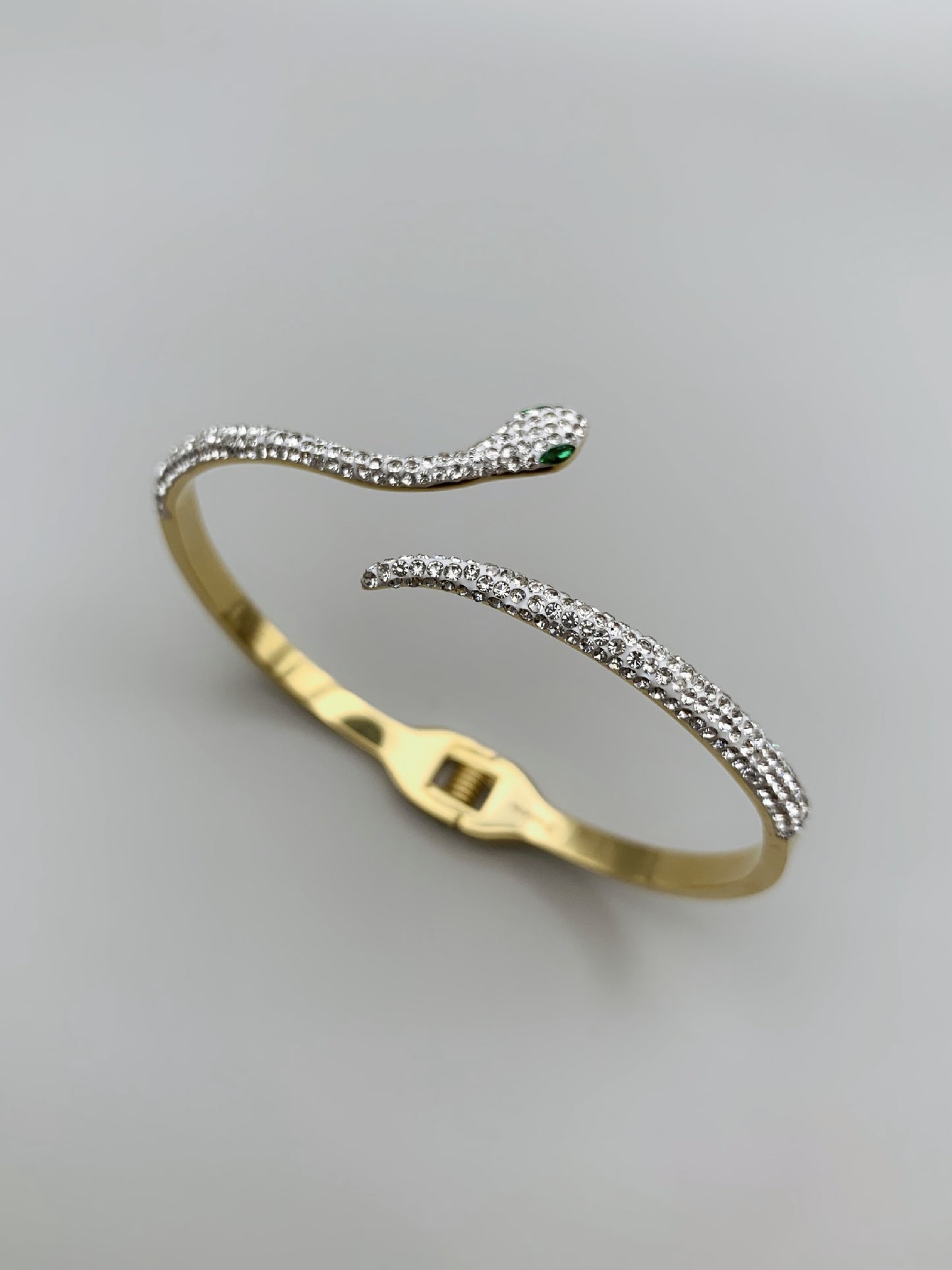 Gold Crystal Snake Bangle Bracelet-19cm