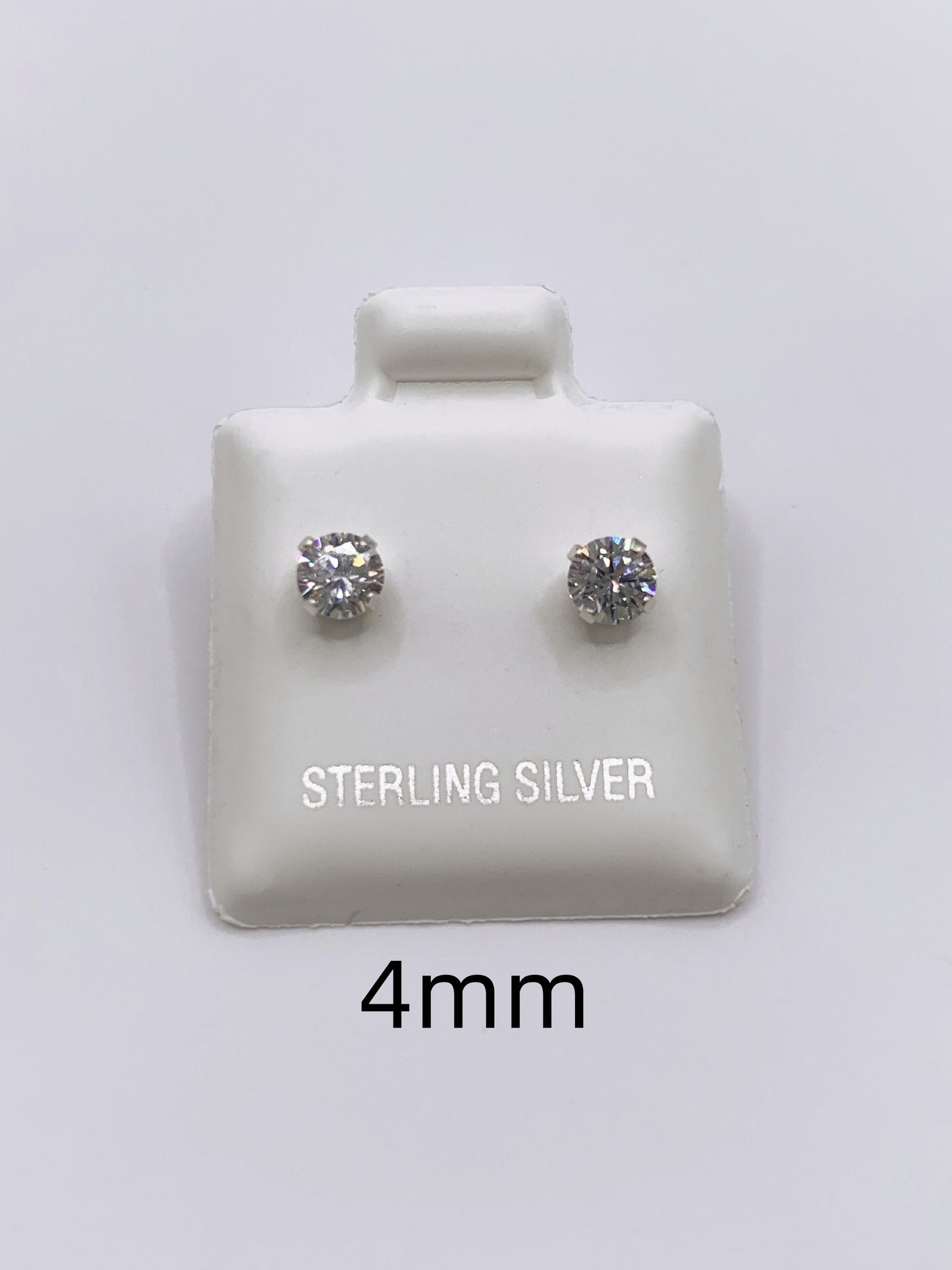 Sparkling Round Cut Diamond Stud Earrings in Sterling Silver- 2mm-10mm