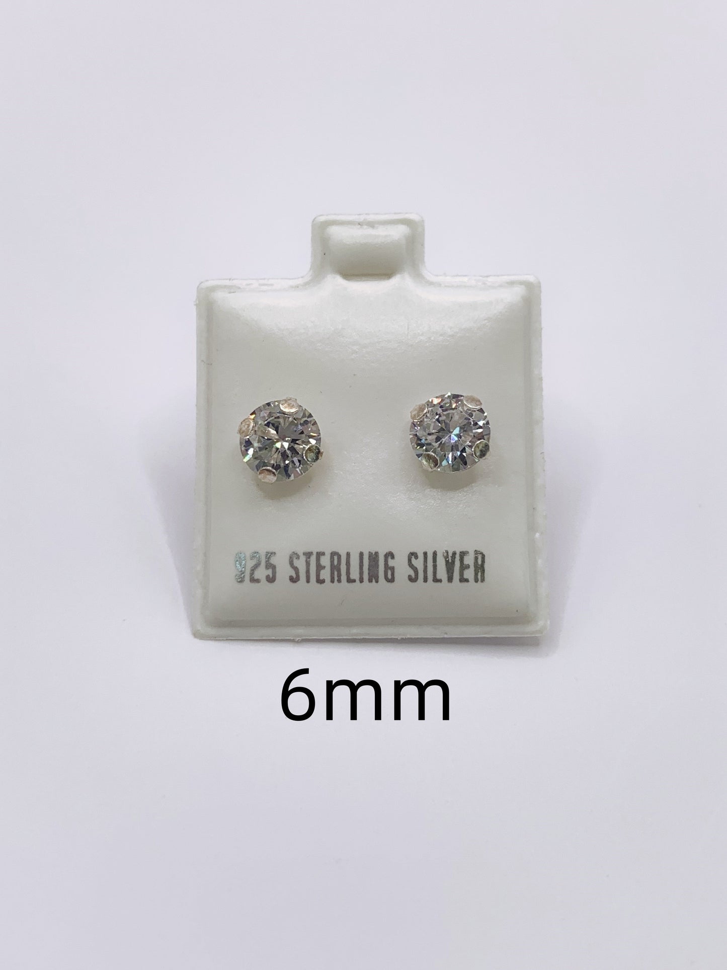 Sparkling Round Cut Diamond Stud Earrings in Sterling Silver- 2mm-10mm