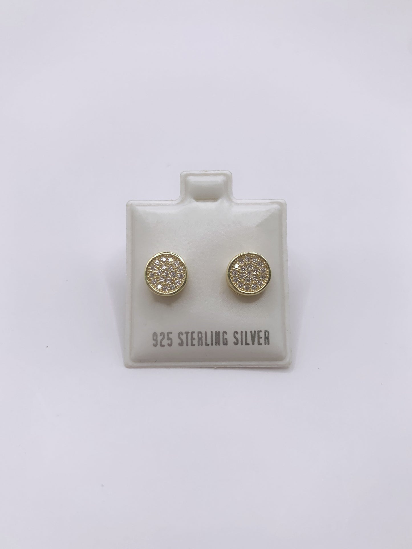 Iced Out Round Stud Earrings in Gold-Bonded Sterling Silver- 7mm