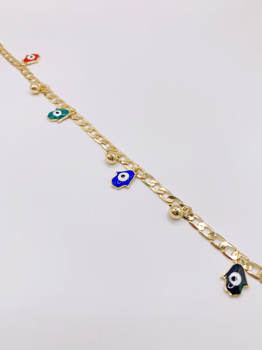 Evil Eye with Hand Anklet- 10 Inches