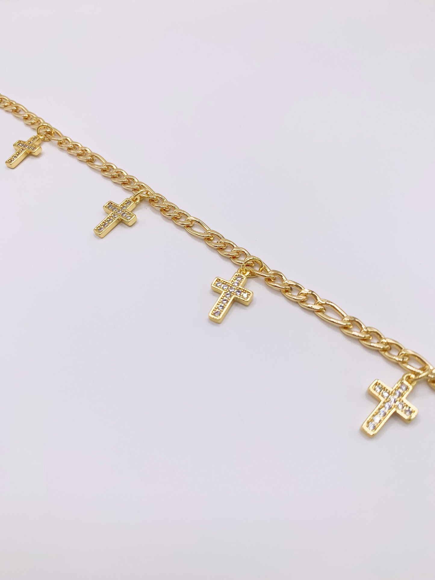 Crystal Cross Anklet- 10 Inches