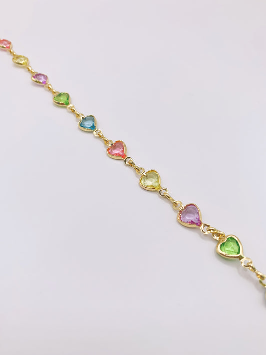 Colorful Heart Anklet- 10 Inches