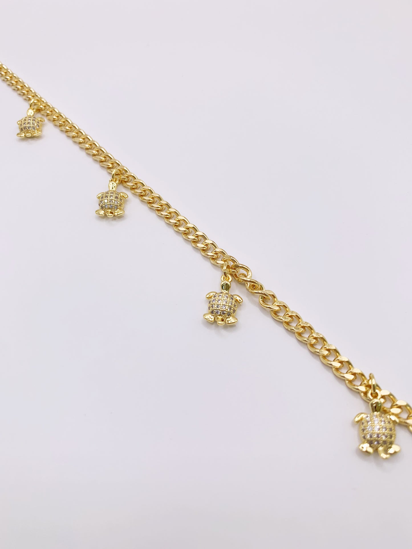 Crystal Turtle Anklet- 10 Inches