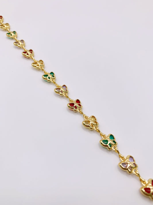 Colorful Butterfly Anklet- 10 Inches