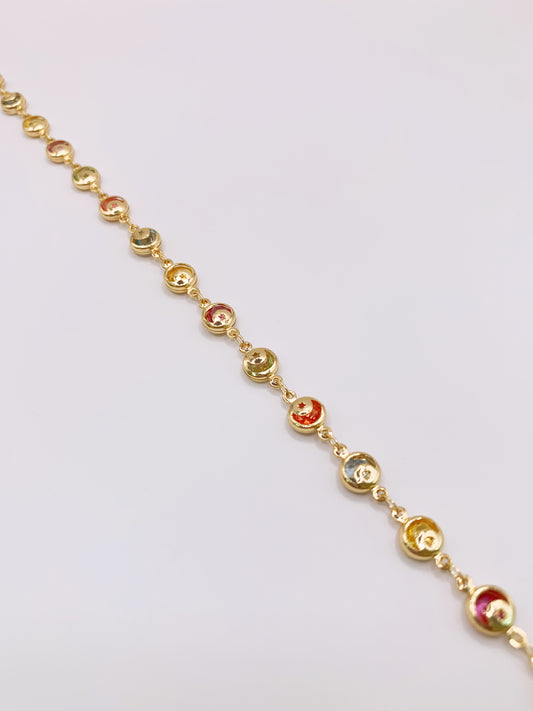 Colorful Moon Star Anklet- 10 Inches