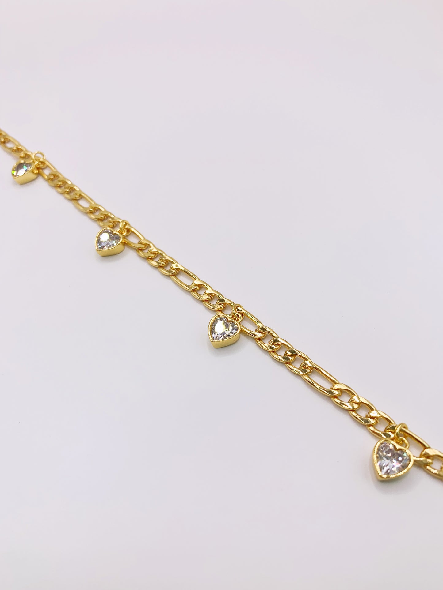 Crystal Clear Hearts Anklet- 10 Inches