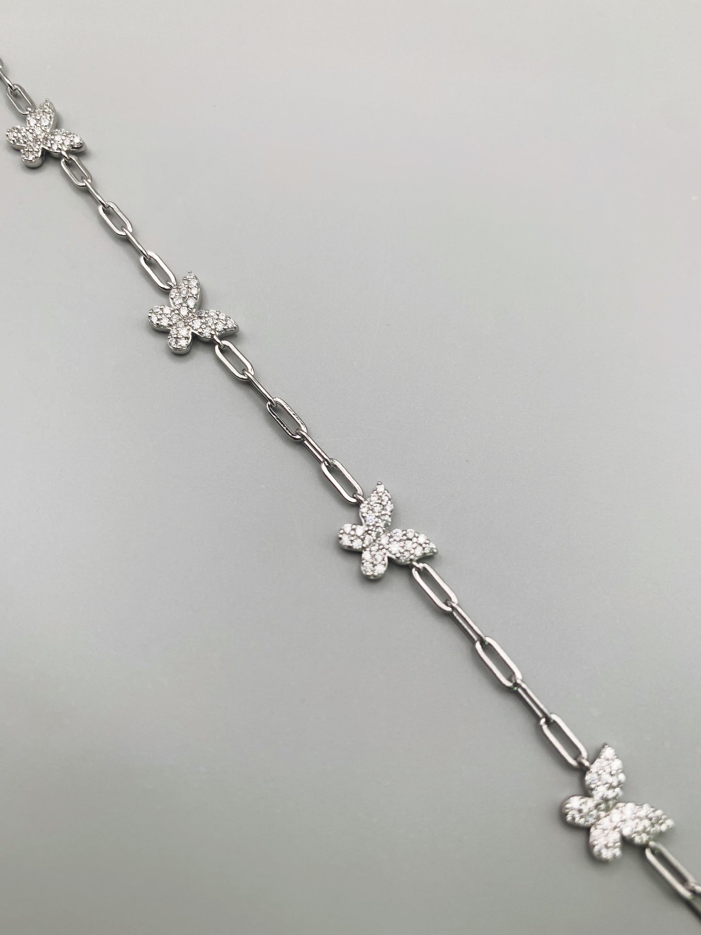 Butterfly Anklet in 925 Sterling Silver- 9, 9.5 and 10 Inches Adjustable