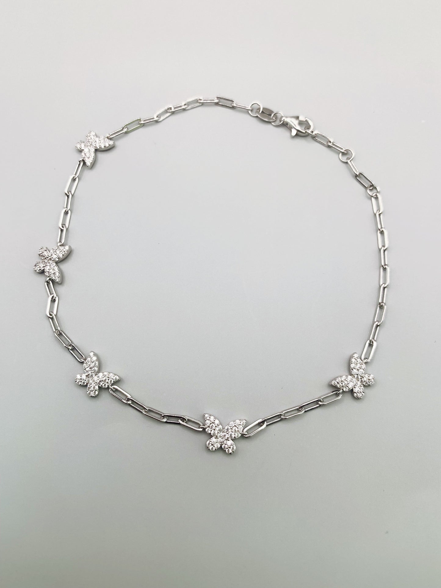 Butterfly Anklet in Gold-Bonded Sterling Silver- 9, 9.5 and 10 Inches Adjustable