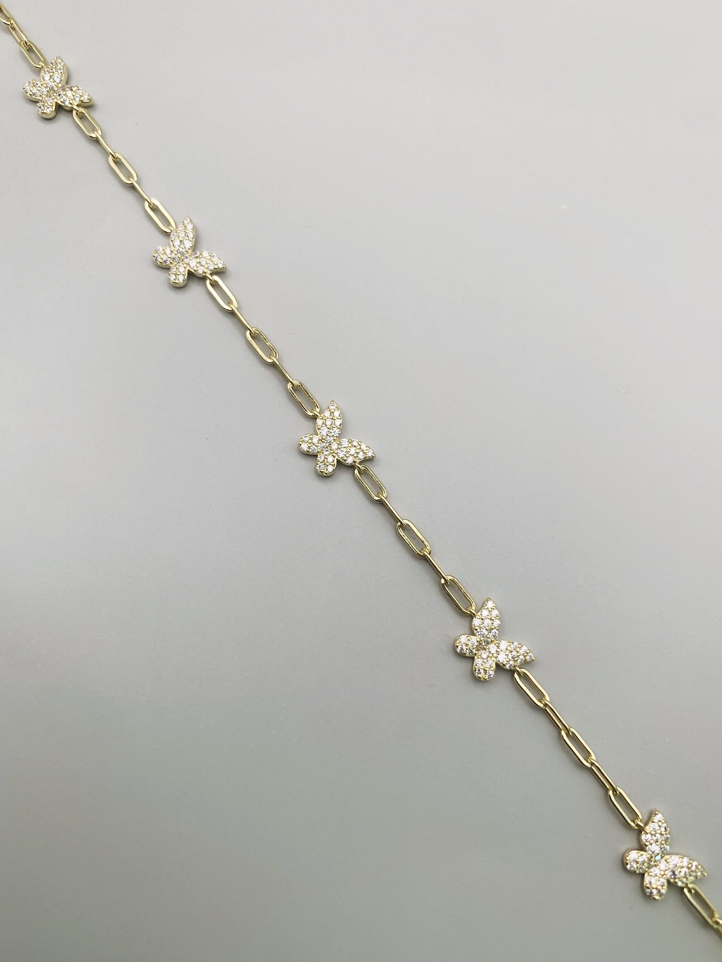 Butterfly Anklet in Gold-Bonded Sterling Silver- 9, 9.5 and 10 Inches Adjustable